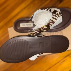 Steve Madden Zebra Print Sandals with Gold Accents